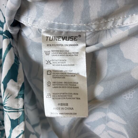 Tunevuse Hawaiian Shirt Mens XXL Blue Palm Stretch Cruise Resort - Picture 5 of 8